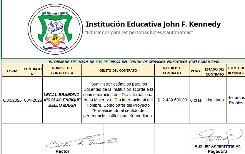 Informe de ejecución de los recursos del Fondo de Servicios Educativos. Enero a 14 de abril de 2026.